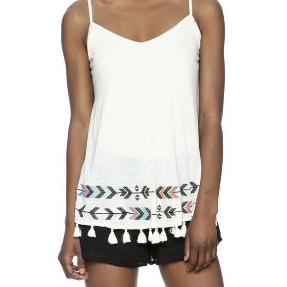 Judith March Pants - Judith March Romper Womens Large Ivory Black Arrow Tassel